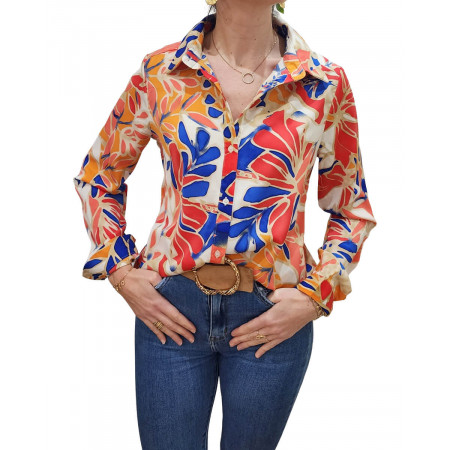 Chemisier femme coloré Joanna fuchsia orange bleu roi