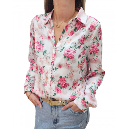 Chemisier femme fleuri rose Jasmine
