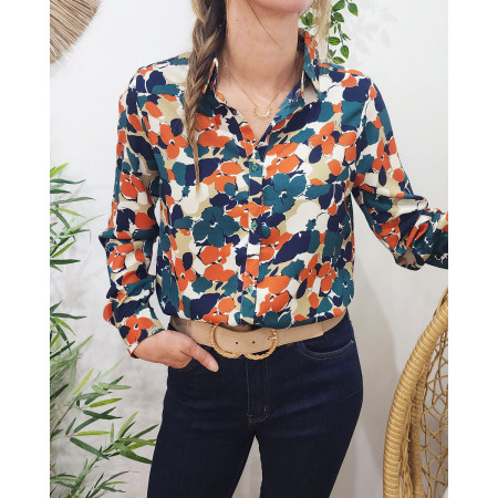 Chemisier femme vert rouille bleu Véronica