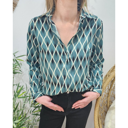 Chemisier femme à motifs verts Aglae