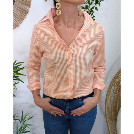 Chemisier femme vichy orange