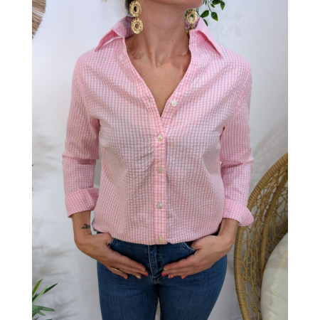 Chemisier femme vichy rose