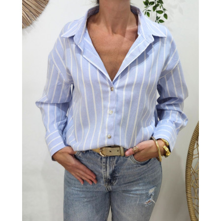 Chemisier femme rayé bleu et blanc Jessamie