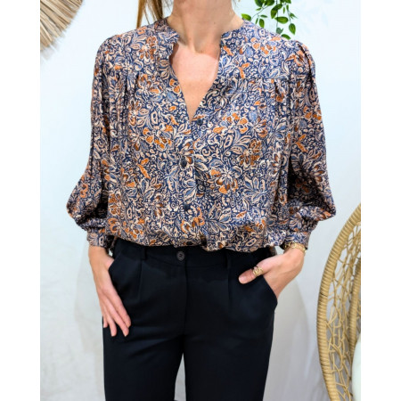 Chemisier femme marine et beige Isaline