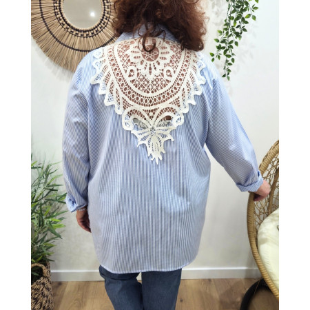 Chemisier femme oversize rayures et dos dentelle