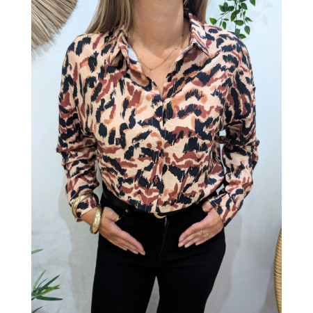 Chemisier femme noir terracotta Camilia