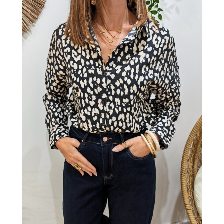 Chemisier femme léopard beige et noir Babila