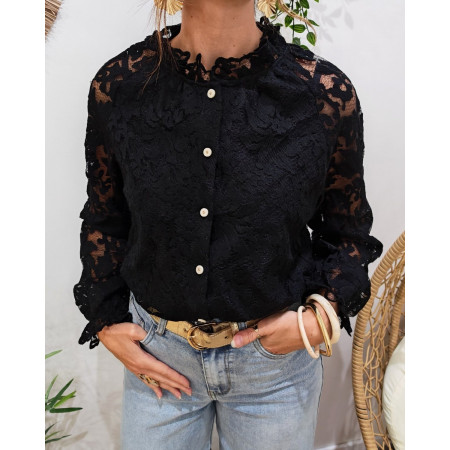 Chemisier femme ajouré noir Estrela