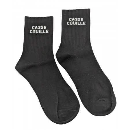 Chaussettes hommes noires casse couilles blanc