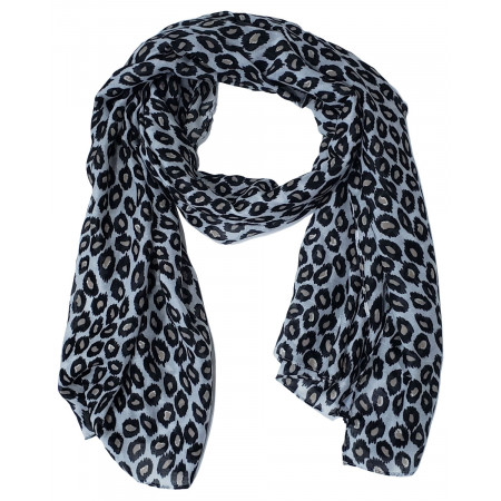 Echarpe léopard noire blanche beige paillettes argent