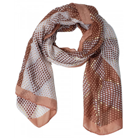 Echarpe à pois terracota blanche rose et dorée