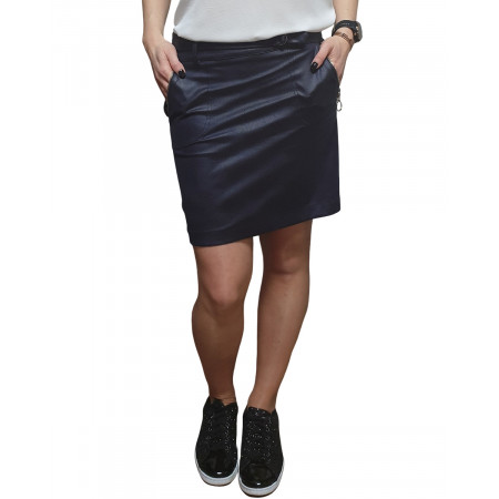 Jupe marine suédine poches zippées