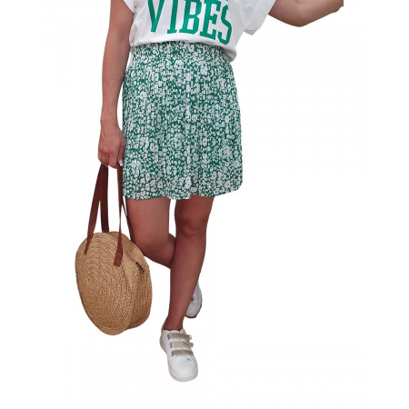 Petite jupe plissée femme Maud verte et blanche