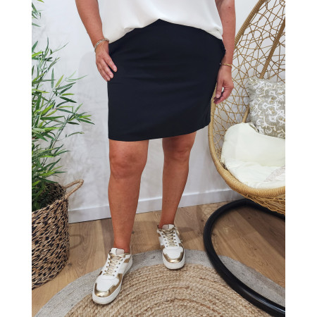 Jupe femme noire poches à volants