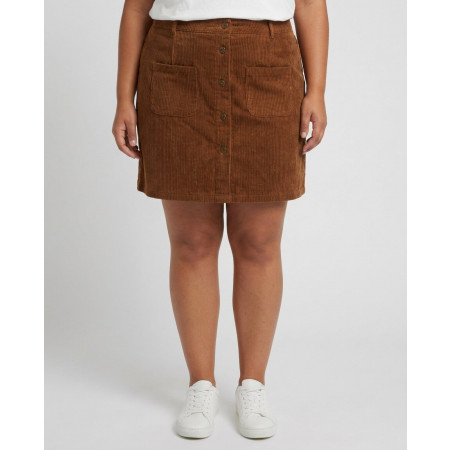 Jupe courte femme velours cotelé marron Tessa