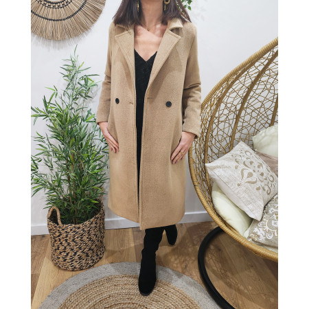 Manteau femme trench épais camel