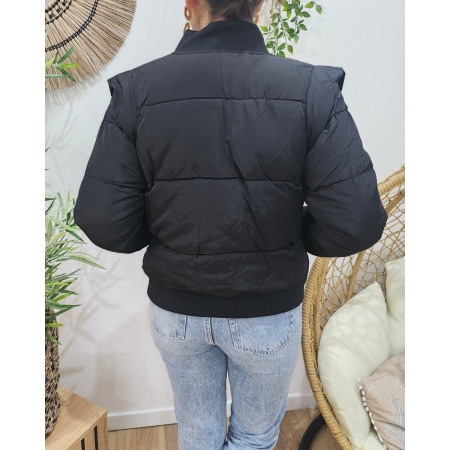 Doudoune noire courte femme style bombers