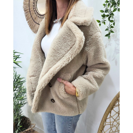 Manteau femme bouclettes beige Viola