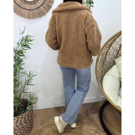Manteau femme bouclettes camel Viola