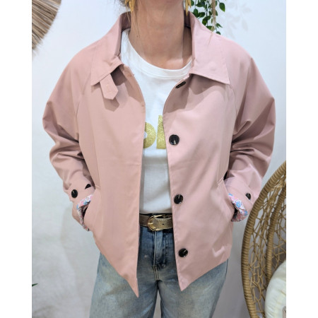 Manteau femme trench court rose intérieur liberty