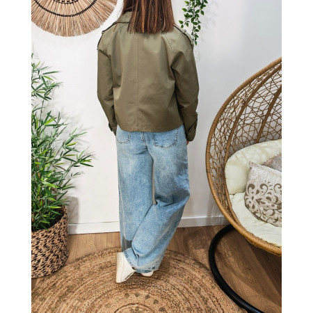 Manteau femme trench court kaki