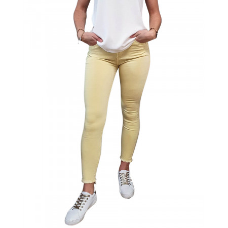 Pantalon jaune 7/8 skinny taille haute
