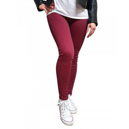 Pantalon rouge bordeaux skinny taille haute