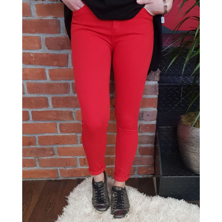 Pantalon rouge skinny taille haute