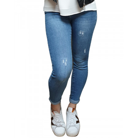 Jean clair effet usé skinny taille haute