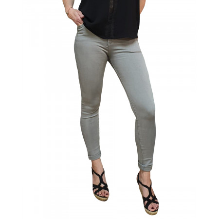 Pantalon gris clair skinny taille haute