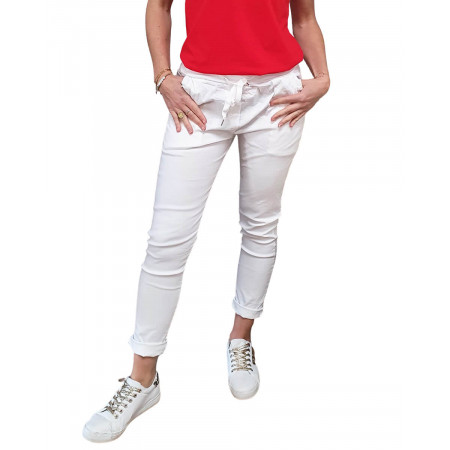 Pantalon blanc élastiqué 