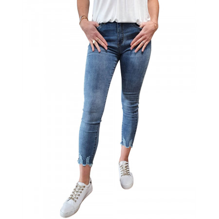 Jean bleu clair skinny 7/8 taille haute
