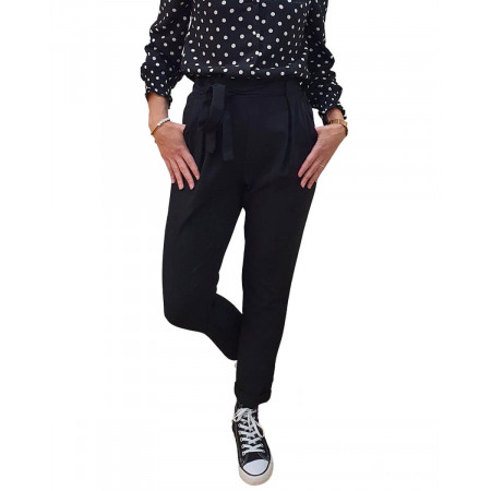 Pantalon paper bag noir