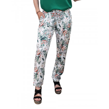 Pantalon fluide Marina blanc vert et rouge