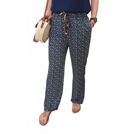 Pantalon femme fluide Amandine bleu canard