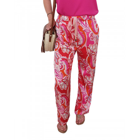 Pantalon femme fluide Valérie rose fuchsia