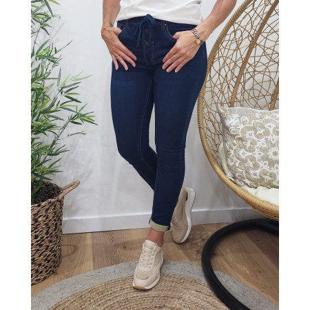 Jean boyfriend femme coupe confort bleu foncé 
