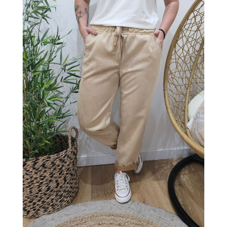 Pantalon femme jogg beige Carmen