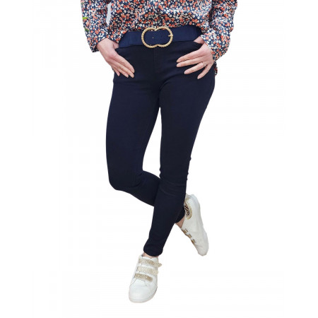 Pantalon femme bleu marine slim coupe confort
