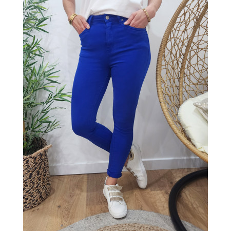 Pantalon femme bleu roi skinny