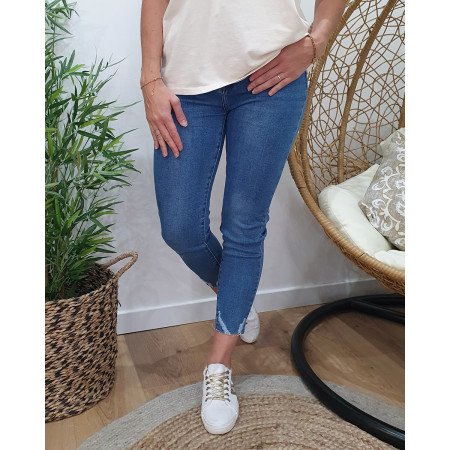 Jean femme bleu moyen coupe confort 7/8