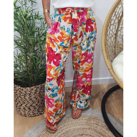 Pantalon femme fluide multicolore Malika