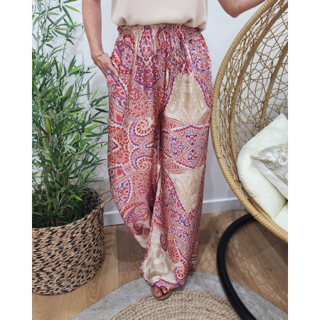 Pantalon femme fluide large cachemire Arlène