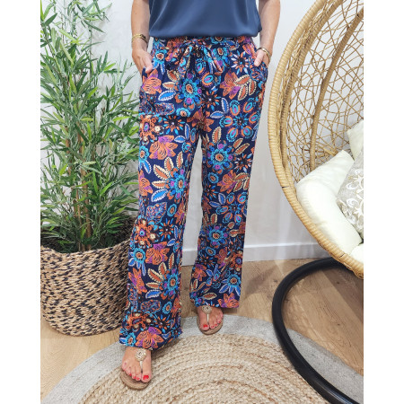 Pantalon femme fluide liseré argent Dunya