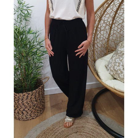 Pantalon femme fluide noir Esmée