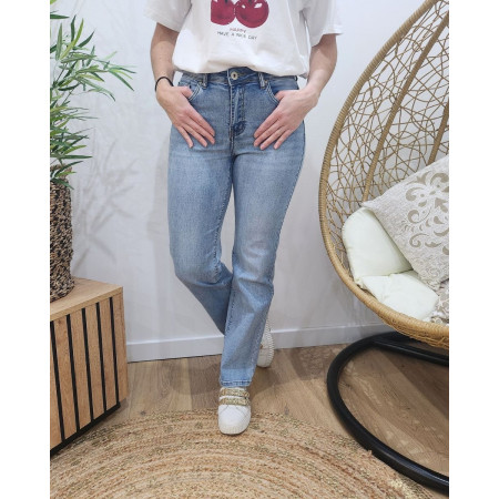 Jean femme droit coupe confort bleu clair