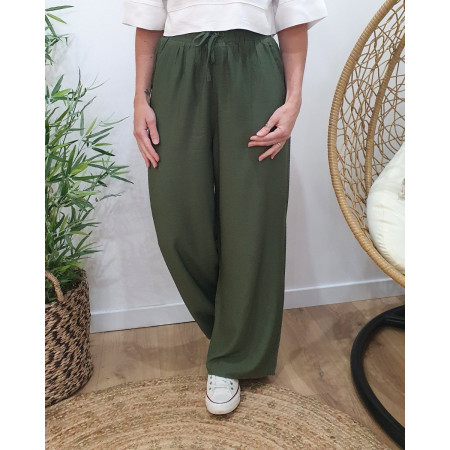 Pantalon fluide femme fin kaki Eméria