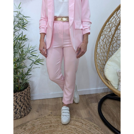 Pantalon de tailleur femme rose baby