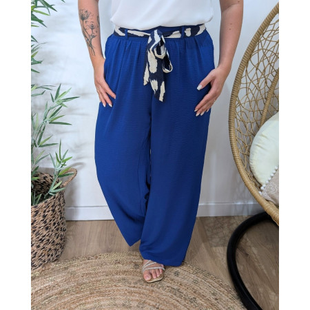 Pantalon femme fluide bleu roi Yunaé