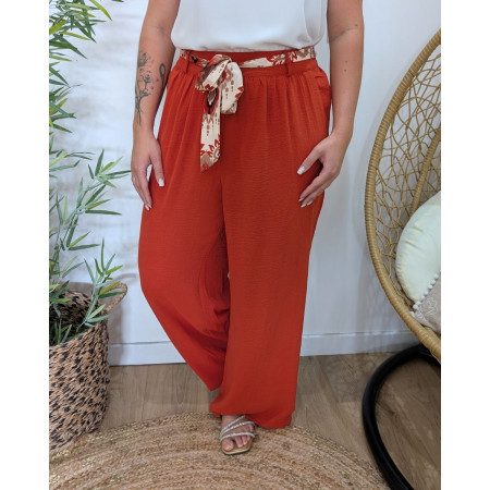 Pantalon femme fluide terracotta Yunaé
